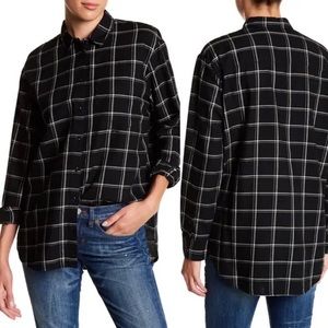 Madewell black white ex boyfriend shirt windowpane plaid